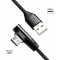 Cable de raccordement USB 2.0 vers Micro-USB coude a  90° Noir 1 m