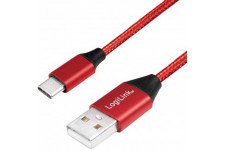 Cable de connexion USB 2.0 - USB (type A) vers USB (type C) - Rouge - 0,3 m