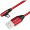 Cable de Connexion USB 2.0 Type A vers Micro-USB coude a  90° Rouge 0,3 m
