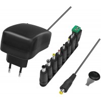 LogiLink PA0198 Bloc d'alimentation Universel 34 W avec Port USB et 8 adaptateurs differents, Court-Circuit, surtension, surchau