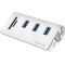 LogiLink CR0045 Hub USB 3.0 3 Ports avec Lecteur de Carte SD + Micro SD Boitier en Aluminium pour Windows Mac OS Linux Argente