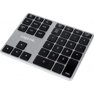 LogiLink ID0187 - Pave numerique Bluetooth avec 35 Touches et Touches de Fonction pour Windows/MacOS Aluminium