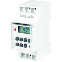 LogiLink ET0010 ET0010-DIN-Rail Minuterie avec minuterie numerique et ecran LCD pour Allumer Facilement des neons, Chauffe-Eau, 