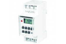 LogiLink ET0010 ET0010-DIN-Rail Minuterie avec minuterie numerique et ecran LCD pour Allumer Facilement des neons, Chauffe-Eau, 