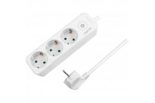 LogiLink- Bloc multiprise avec Interrupteur et Protection IP20 - Longueur du cable 1,5 m - Blanc Triple Blanc.