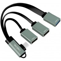 LogiLink UA0361 Hub USB 3.1 Gen1 vers 5 Gbps avec fiche coudee a  90° vers 2 Ports USB 2.0 (Type A) et 1 Port USB 3.0 (Type A)