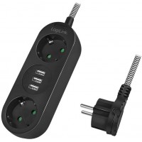 LogiLink LPS262U - 2+3 multiprise avec 2 Prises CEE 7/3 et 3 USB A (5V/3,2A 16W), avec Manteau, IP20 et avec ecrou de securite i