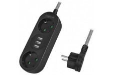 LogiLink LPS262U - 2+3 multiprise avec 2 Prises CEE 7/3 et 3 USB A (5V/3,2A 16W), avec Manteau, IP20 et avec ecrou de securite i