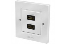 LogiLink AH0018 - Prise Murale HDMI avec 2 x HDMI High Speed avec raccord Ethernet (Femelle/Femelle) en Blanc