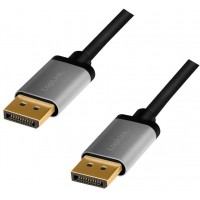 LogiLink CDA0100 Cable de raccordement DisplayPort 4K/60 Hz, aluminium, noir/gris, 1 m