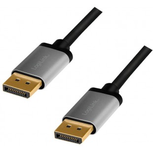 LogiLink CDA0102 Cable de raccordement DisplayPort 4K/60 Hz, aluminium, noir/gris, 3 m