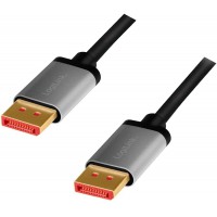 LogiLink CDA0105 Cable de raccordement DisplayPort 8K/60 Hz, aluminium, noir/gris, 2 m