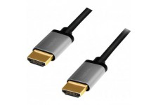LogiLink CHA0101 Cable de raccordement HDMI 4K/60 Hz, aluminium, noir/gris, 2 m