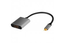 LogiLink CUA0103 Cable Adaptateur USB 3.2 Gen 1-HDMI 4K/60 Hz, Aluminium, Noir/Gris, 0,15 m
