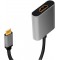 LogiLink CUA0103 Cable Adaptateur USB 3.2 Gen 1-HDMI 4K/60 Hz, Aluminium, Noir/Gris, 0,15 m
