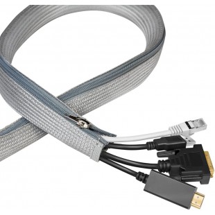 LogiLink KAB0074 - Gaine de cable avec Fermeture eclair pour proteger Les cables et pour Un Aspect soigne, Ø 35 mm, 2 m, Gris