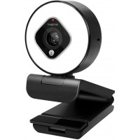 LogiLink UA0384 Webcam USB Full HD 76° avec Double Microphone, autofocus, Anneau Lumineux, trepied