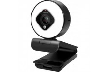 LogiLink UA0384 Webcam USB Full HD 76° avec Double Microphone, autofocus, Anneau Lumineux, trepied
