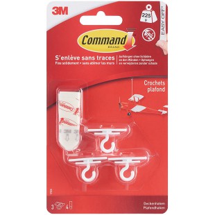 Command 17008 Crochets de plafond, charge jusqu'a  225 g, 3 crochets, 4 strips