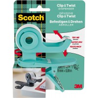 Scotch 90104 Distributeur pour ruban adhesif C&T Vert menthe, 1 rouleau inclus, 19 mm x 8,89 m