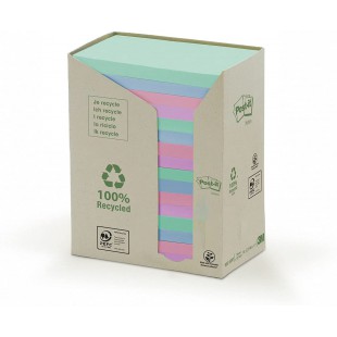 Post-it Notes recyclees couleur pastel 76x127 mm - Tour de 16 blocs