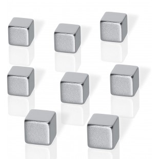 Be!Board B3101 Lot de 8 Aimants cubes neodyme pour tableaux magnetiques, 1 x 1 x 1 cm, argent