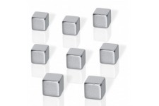 Be!Board B3101 Lot de 8 Aimants cubes neodyme pour tableaux magnetiques, 1 x 1 x 1 cm, argent