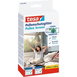 Tesa Ecran Anti-Pollen Transparent pour les Allergies - Pour Fenetres S'ouvrant vers l'Interieur - Decoupable, avec Bande Auto-A