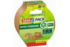 tesapack Papier Standard - Ruban D'emballage en Papier ecologique, Compose de 56% de Materiaux Biosources - Efficace et Recyclab