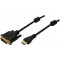 LogiLink CH0013 HDMI male vers DVI, HDMI male vers DVI (18 + 1), (or), 2x Ferrite, noir, 3m, polybag