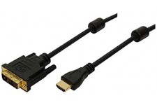 LogiLink CH0013 HDMI male vers DVI, HDMI male vers DVI (18 + 1), (or), 2x Ferrite, noir, 3m, polybag
