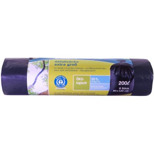 Secolan Lot de 8 sacs poubelle de jardin 200 l - Extra large âœ“ Extra resistant âœ“ 100 % recyclable - 1 rouleau