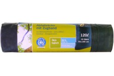 Secolan Lot de 10 Sacs Poubelle de Jardin 120 l avec Cordon de Serrage - indechirable et resistant 100% Recyclable