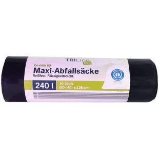 Triline - sac poubelle de jardin : 240l, vert/noir - âœ“extra indechirable âœ“ resilient âœ“100% recyclable - 1 rouleau / 10 pcs