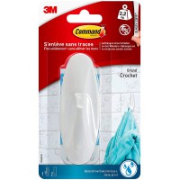 Command Grand Crochet Design Plastique Blanc avec Languettes Resistantes a  l'Eau, 1 Grand Crochet Blanc 2 Languettes, 2,3 kg