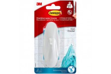 Command Grand Crochet Design Plastique Blanc avec Languettes Resistantes a  l'Eau, 1 Grand Crochet Blanc 2 Languettes, 2,3 kg