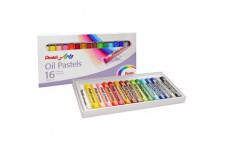 Pentel huile Pastel Set, Black/Blue/Brown/Green/Grey/Orange/Pink/Purple/Red/White, Pack of 16