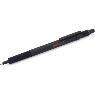 Stylo bille 600, pointe moyenne, encre noire, tige noire, rechargeable, Noir