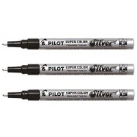 PILOT Lot de 3 Marqueurs Super Color Corps Alu Pte Fine Argent