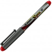 PILOT Stylos Plume Jetable V-Pen SILVER pointe moyenne Rouge