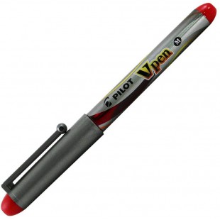 PILOT Stylos Plume Jetable V-Pen SILVER pointe moyenne Rouge