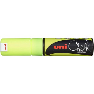 Uni 140103000 Marqueur craie a pointe large, burin 8 mm - Jaune fluorescent
