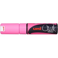 Uni 140137000 Marqueur craie a pointe large, burin 8 mm - Rose fluorescent