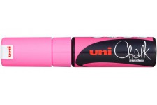 Uni 140137000 Marqueur craie a pointe large, burin 8 mm - Rose fluorescent