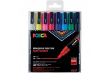 POSCA - Uni Mitsubishi Pencil - 8 Marqueurs PC3M - Pointe Conique - Pointe Fine - Marqueurs Peinture a  Base d'Eau - Tout Suppor