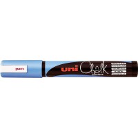 uni-ball Marqueur de fenetre et de craie UNI CHALK avec pointe ogive PWE-5M, bleu metallise