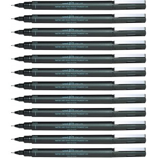 Uni-Ball Lot de 12 stylos avec pointe 0,05 mm Noir