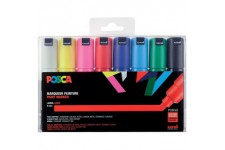 POSCA - Uni Mitsubishi Pencil - 8 Marqueurs PC8K - Pointe Biseautee - Posca Pointe Large 8 mm - Marqueurs Peinture a€ Base d'Eau