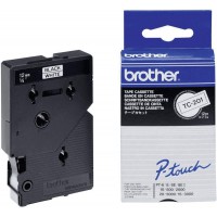 Brother TC-201 | cassette a  ruban originale pour etiqueteuse | Noir sur Blanc | 12 mm