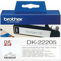 Rouleau d'etiquettes DK-22205 - Longueur Continue - Noir sur Blanc - 62 mm (l) x 30,48 m (L) - Fournitures d'origine Brother